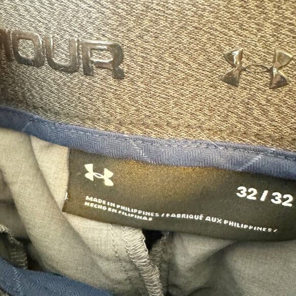 Under Armour Men's Performance Golf Pants Windowpane Striped 32x32 Navy Blue - Picture 3 of 7